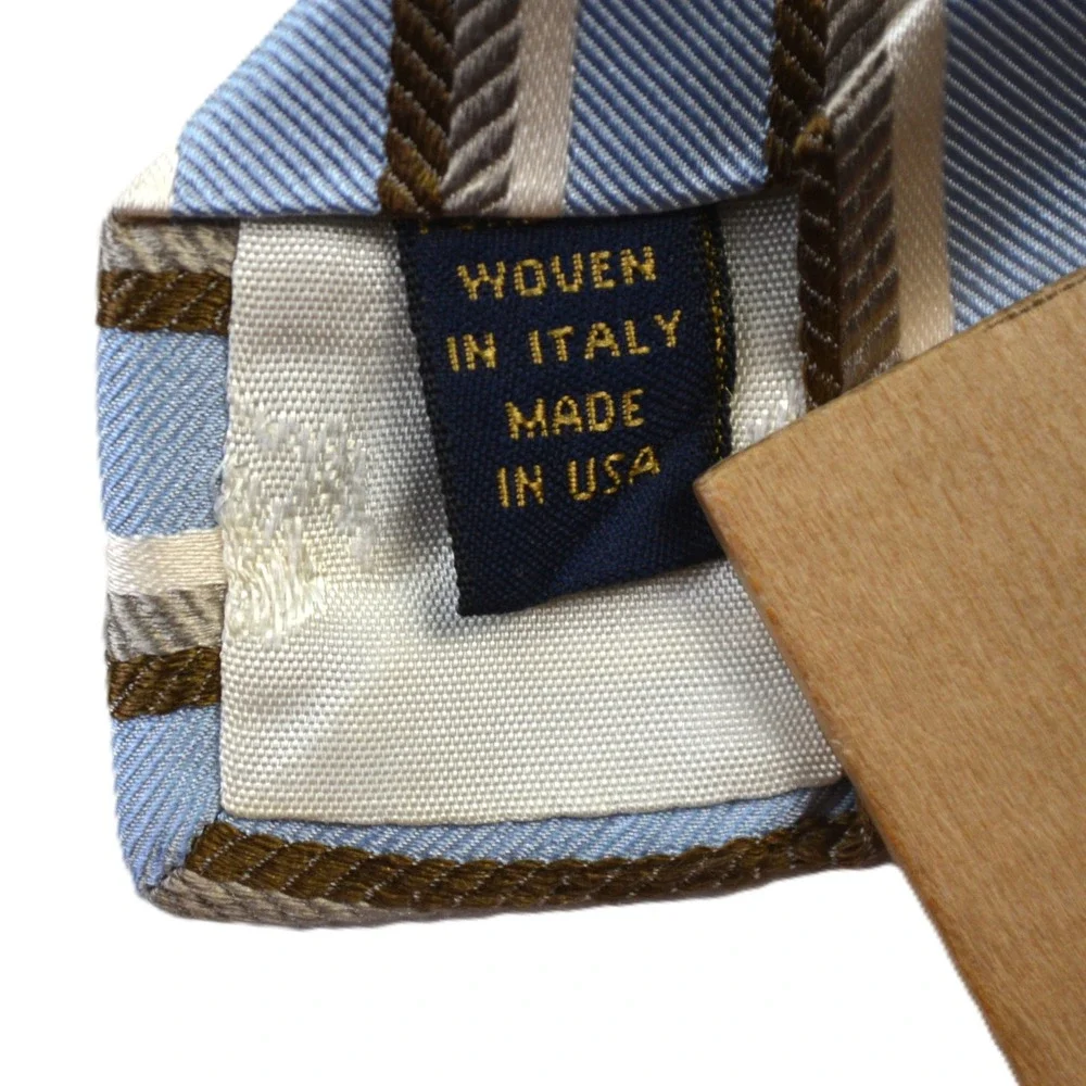 Brooks Brothers Makers Silk Rep Tie Blue Striped Woven Italy Made in USA